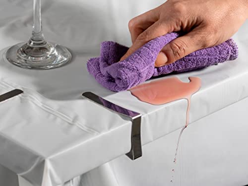 Neatalia 120Ft By 54In White Disposable Plastic Tablecloth Roll With Slide-Cutter, Plus 6 Metal Table Cover Clips | For Any Size/Shape #TOP4