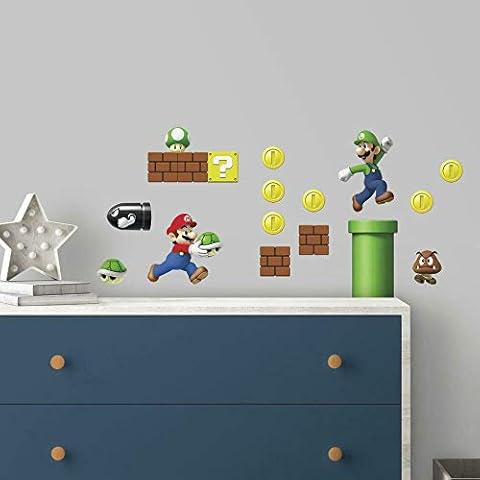 RoomMates RMK2351SCS Nintendo - Super Mario Build A Scene Wall Decal, Multicolor, 5.715 cm by 12.7 cm. 20.32 cm, Set of 45 Pieces Cover
