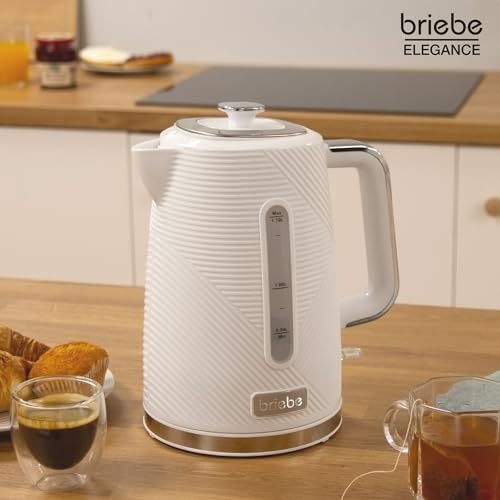 briebe Elegance Set Brottoaster mit breitem Schlitz, 2 Scheiben + elektrischer Wasserkocher, 1,7 l, kabellos, 2200 W, BPA-frei + Filterkaffeemaschine, Filter, 10 Tassen, 1,25 l, Frühstückspack – Bild 4
