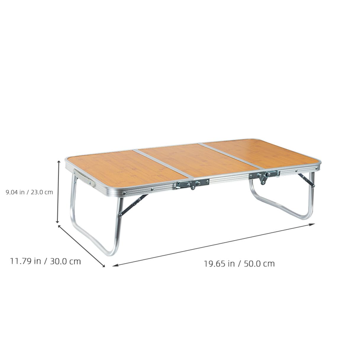 INOOMP Tavolo da Campeggio Pieghevole Leggero in Alluminio e Bambù Manico Portatile per Picnic e Escursionismo All'aperto