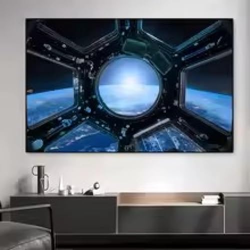 Tableau moderne vaisseau spatial et Terre œuvre murale premium 70x90