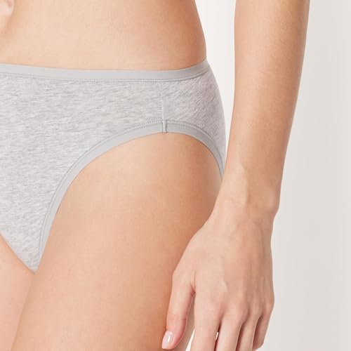 Amazon Essentials Women's Cotton Spandex High Leg Brief Underwear, Breathable, Pack of 6, Medium Grey Heather, Small - 3