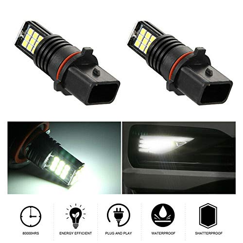 Riloer Lampadine LED per auto, 2PCS P13W 1200LM 6000K Lampadine fendinebbia/Luci di marcia diurna per veicoli auto, luce bianca