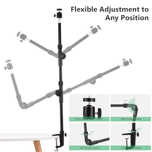 YUGAM Flexible Foldable Desk Mount Stand Metal Bracket with 1/4 Inch Screw Ballhead 2kg Load Capacity for Microphone Fill Light LED Ring Light... - Image 6