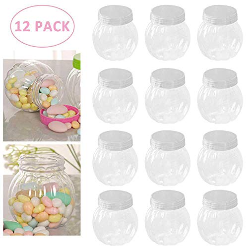 Womdee Plastic Candy Jars, Clear Candy Boxes Party Favors For Baby Shower Birthday Decorative, Candy Bottles Storage Container With Lids For Candy Buffet Set Of 12