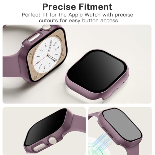 Image of Adorve Privacy Case for Apple Watch Series 10 42mm Screen Protector, Anti-Spy Cover for iWatch Series 11 10 42 mm, 8 Pack, Black Clear Pink Starlight Rose Pink Pine Green Milk Tea Smoke Violet