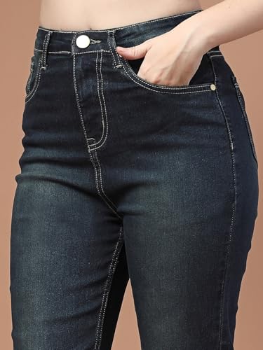 Image of Style Quotient Women Tinted Blue HIGH Rise Straight FIT Jeans