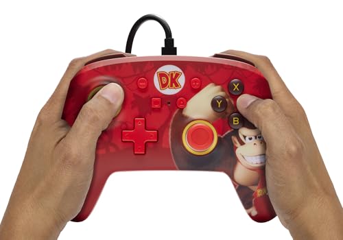 PowerA Manette Filaire améliorée pour Nintendo Switch, modèle Switch OLED et Switch Lite, Accessoire de Jeu, Manette de Jeu, Manette Filaire, sous Licence Officielle -Donkey Kong Flex