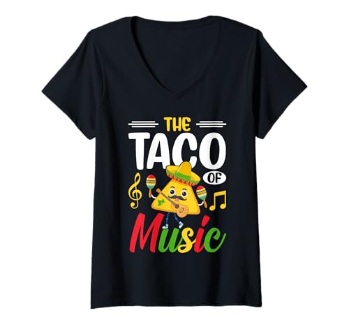 Mujer El taco de la música Camiseta Cuello V
