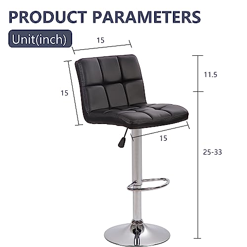Image of BestOffice Bar Stools Set of 2, Adjustable PU Leather Swivel Barstools, Modern Counter Stools with Back and Footrest, Counter Height Barstools for Bar, Kitchen and Dining Room