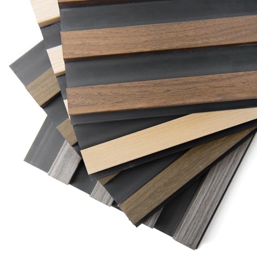 Image of Art3d 6 x 6 in WPC 3D Fluted Wood Slat Wall Panel, Sample Packs - 4 Colors