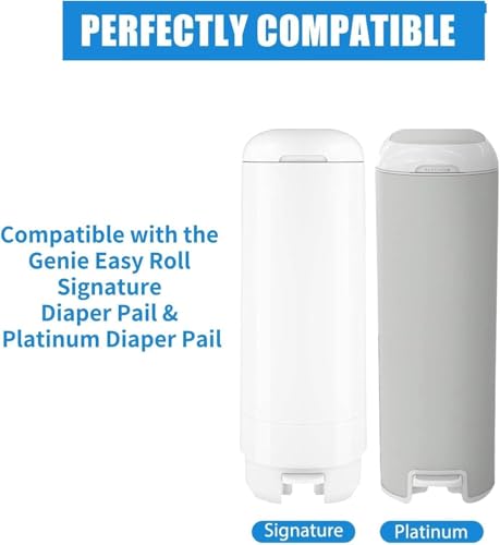 Image of Diaper Pail Easy Roll Refill Bags, Compatible with Genie Easy Roll Signature and Platinum Pails, Each 30 Bags Holds Up to 1410 Newborn Diapers, 7-Layer Odor-Barrier Technology, 4 Pack (120 Bags)