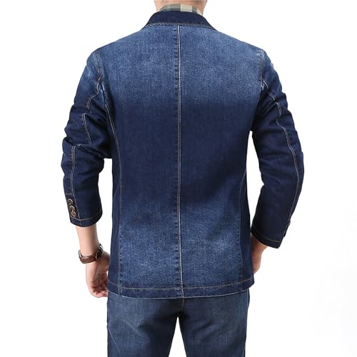 Men's Classic Denim Blazer Jacket Notched Collar 2 Button Sport Jackets Slim Lapel Washed Denim Suit Coat4