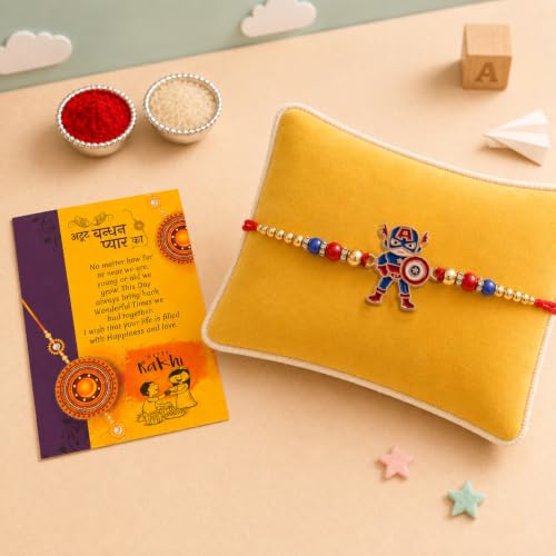 Image of CraftVatika Rakhi for Kids Brother, Cartoon Rakhi Set of 1 for Brother Boys Kids, Cute Designer rakhis for Children Toddlers, Rakshabandhan Combo with Wishes Card Tilakk, Rakhies for Little Brother