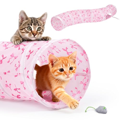 Image of Glittme Cat Tunnel, Cat Tunnels for Indoor Cats, S-Shape Peekaboo Cat Cave with Cat Toys, Foldable Cat Tubes and Tunnels for Cats, Rabbit, Puppy, Guinea Pig