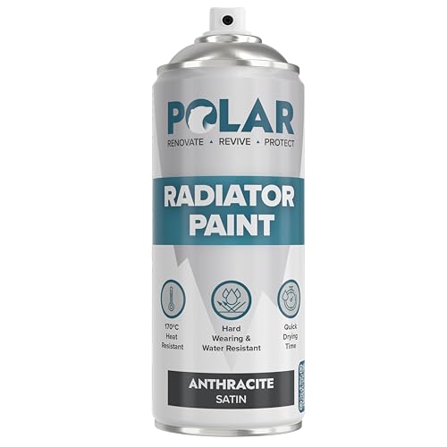 Polar Radiator Spray Paint - 400ml, Anthracite - 3-in-1 Primer, Under- & Topcoat - Heat Resistant up to 170°C - For Radiators, Hot Pipes & Towel Rails - Satin Finish