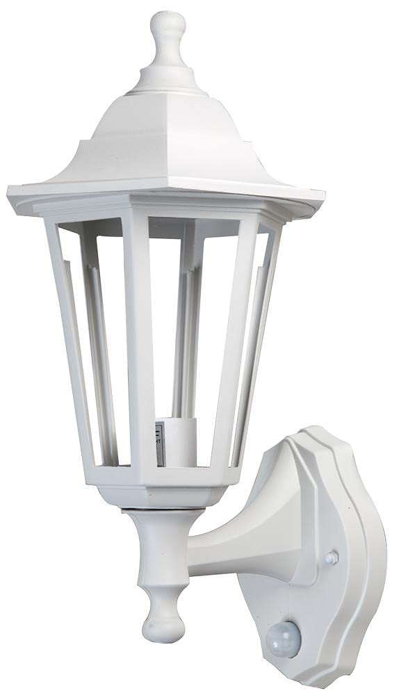Pro Elec White Outdoor Lantern With Photocell, E27, Ip44,