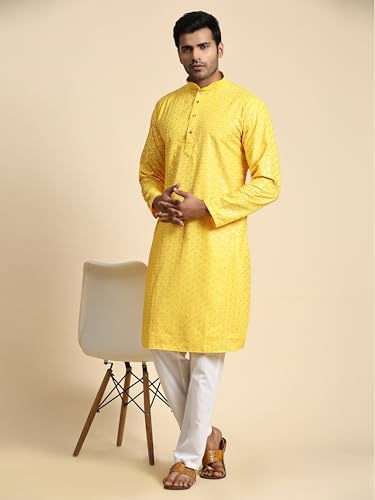 Image of Pro-Ethic Style Developer Men Silk Striped Father Son Matching Ethnic Wear Embroidery Mirror Work Kurta Pyjama Set |(Combo)B-117