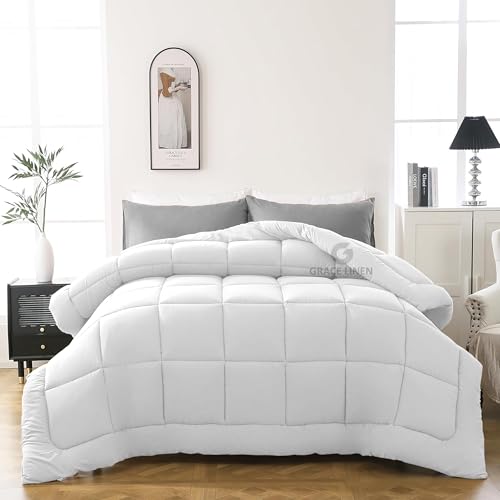 Image of 600 GSM Heavy Winter Comforter Double Bed Size 90 inchX100 inch - Luxurious Soft Fluffy Winter Blanket Comforter /Rajai /Duvet Double Bed - White Color