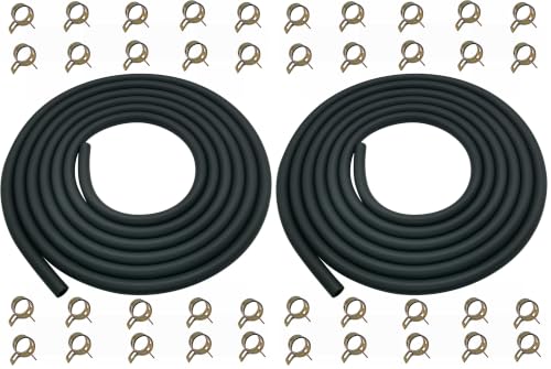 Image of YAMAKATO 10 Feet 1 /4 Inch ID Fuel Line Hose for Kawasaki Kohler Briggs & Stratton Small Gas Diesel Powersports Engines and Generators w / 20 Clamp Rubber Black (Pack of 2)