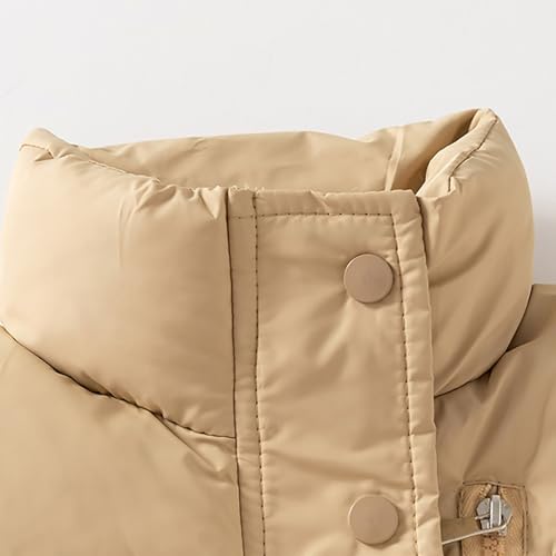 Kids Boys Girls Lightweight Puffer Vest Zipper Sleeveless Jacket Waistcoat Outwear Winter Warm Down (Khaki, 6-7 Years)2
