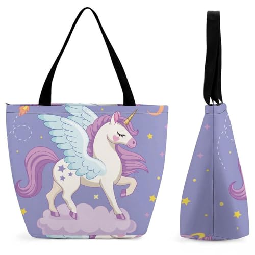 Sac à main pour femme Lune Licorne grand sac bandoulière shopping