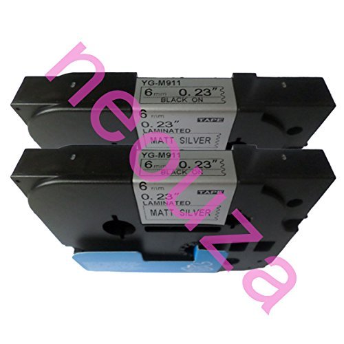 NEOUZA 2PK Compatible for Brother P-Touch Laminated TZe TZ Label Tape Cartridge 6mm x 8m (TZe-M911 Black on Matte Silver) โ image 1
