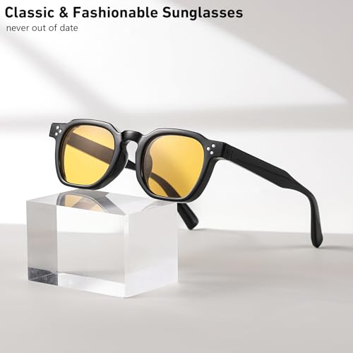 Image of Gleyemor Stylish Retro Sunglasses for Men Women Fashion Vintage Square Sunglasses UV400 Protection Shades