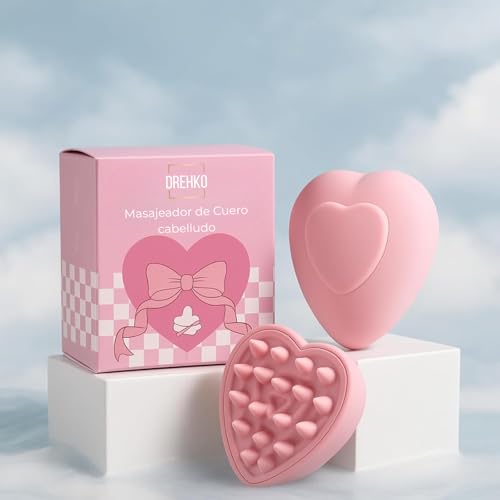 DREHKO Massagebürste aus Silikon für Kopfhaut in Herzform | Haarpeeling, Anti-Schuppen, Detox, Haarwäsche und stimuliert das Wachstum in der Dusche