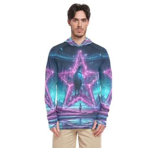 Rash Guard Homme Évite Coups de Soleil T-Shirt Pingouin Lumineux UPF 50+ Manches Longues