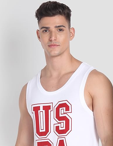 Image of U.S. Polo ASSN. Men's IYBD Brand Print Cotton Vest - Pack of 1
