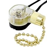 CeilingFanSwitch Zing Ear ZE-109 Ceiling Fan Light Lamp Canopy Replacement Pull Chain Switch (Brass)