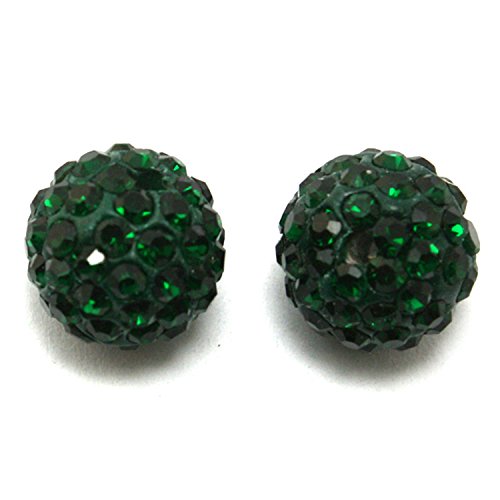 RUBYCA Pave Czech Crystal Disco Ball Clay Beads fit Shamballa Jewelry (100pcs, 12mm, Emerald Green), Dark Emerald - Image 2