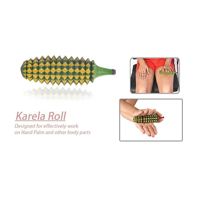 Acupression Solar Powered Acupressure Massager and Exerciser Combo Sets Kit with Karela, Ball - Wooden, Sujok Jimmy and Mini Roller Massager (Multicolor, Natural Care) - Pack of 4 3