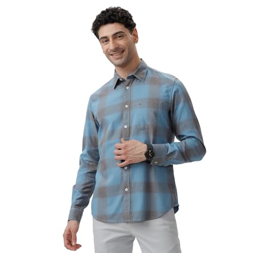 Image of BASICS 100% Cotton Checked Shirt for Men | Slim Fit | Everyday Smart Casual Wear | Full Sleeve