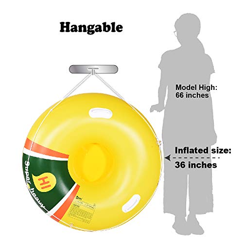 HIWENA Super Heavy Duty Snow Tube, Inflatable Snow Sled for Kids and Adults, Thicken 0.75mm Thick Material Winter Sport Tube(41 in)