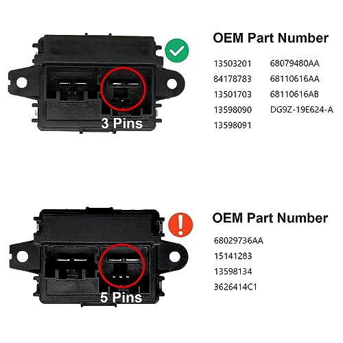 Image of NEW Heater Blower Motor Resistor Replacements for Chevrolet /Buick /Cadillac /Ford /Lincoln /GMC Compatible with OEM 13503201 DG9Z-19E624-A 84178783 13501703 DG9Z19E624A