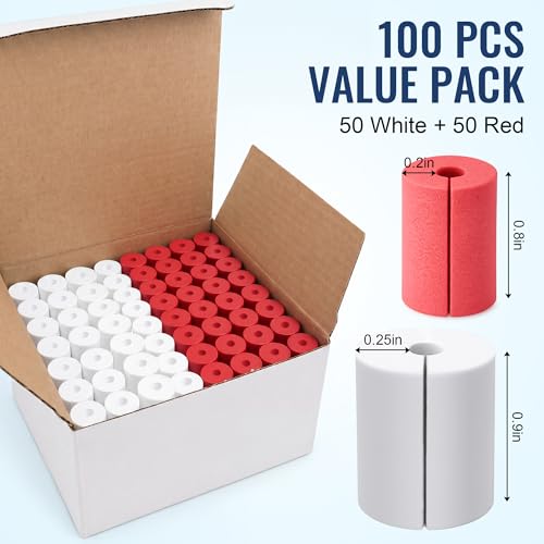 Image of 100pcs Foam Inserts for Washing Machine Suspension Rods | 50 Red & 50 White, Compatible with Samsung & Other Top Load Washers, DIY Repair Kit for Washer Shaking and Noise Reduction