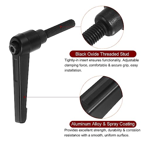 Image of HARFINGTON 6pcs Adjustable Clamping Lever Handles M6 x 32mm Male Thread Bolt Knobs Rotating Screw Locking Quick Release Ratchet Push Button Handle, Black