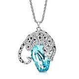 Neoglory Platinum Plated Blue Crystal Animal Leopard Long Necklace Pendants Christmas Gifts