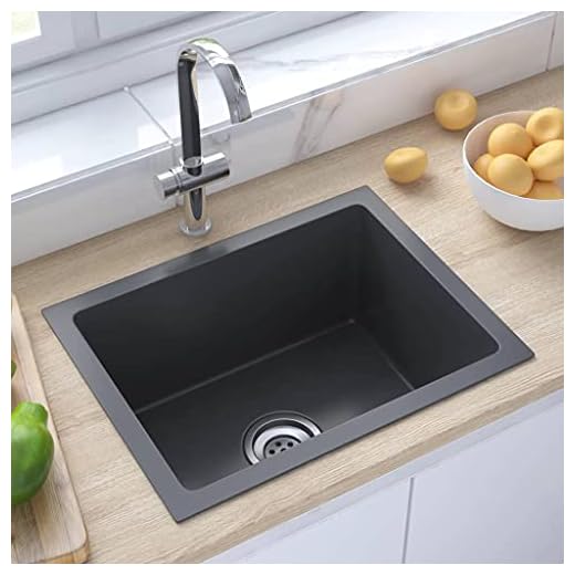 Fregadero de Cocina Rectangular para Mueble bajo de 40 Cm de Acero Inoxidable, Fregadero de Encastre Negro con Tamiz Y Almohadillas Fonoabsorbentes, 44 X 34 X 20 Cm