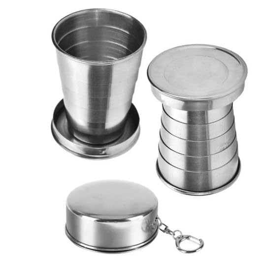 S Cart Small Foldable Glass Compact Portable Folding Stainless Steel Travel Water Tea Mug - 120ml Water Cup Pack of 1-image-18