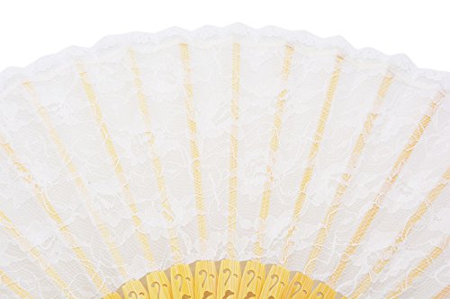 Meifan Womens Multi Color Handmade Cotton Lace Folding Hand Fan (White) #TOP3