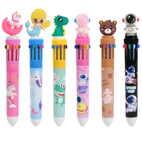 AUAUY 6 Stück 10 in 1 Cartoon Druckkugelschreiber, Kugelschreiber Hochwertig, 0,5mm Mehrfarbiger Stifte, 10 Farben Gelschreiber für Schüler, Büro, Kinder, Geschenk AUAUY 6 Stück 10 in 1 Cartoon Druckkugelschreiber, Kugelschreiber Hochwertig, 0,5mm Mehrfarbiger Stifte, 10 Farben Gelschreiber für Schüler, Büro, Kinder, Geschenk