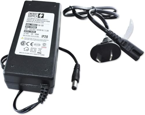 DEMASLED - Power Supply DC 12V 5A Plug Size: (OD 5.5mm | ID 2.1mm). UL Certified. for Led Lights Strips, Speakers, Amplifiers, PC Power Supply. (60W)