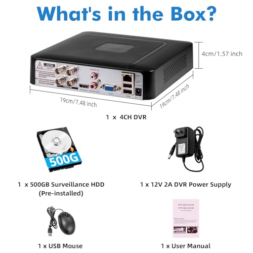 Fuers H.265+ 5MP FHD 4 Channel DVR for Home Security Camera System with AI Human Detection, Hybrid 4-in-1(Analog/AHD/TVI/XVI) Surveillance CCTV DVR Recorder, Remote Access, Email Alarm - Thumbnail 7