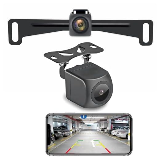 YEOIZO WiFi License Plate Wireless Backup Camera, 720P HD Back up Camera for car, Front/Rear View Reverse Camera, 160° View Angle for iPhone iPad Android Smart Phones Tablets, Support Double Band WiFi