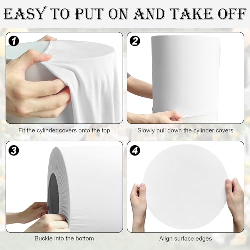 SaitiMade Set of 5 - White Cylinder Pedestal Stand Covers, Spandex Cylinder Stand Covers for Party, Wedding or Birthday Event Decor - Only Contains Cylinder Covers by SaitiMade - Used condition - Image 5
