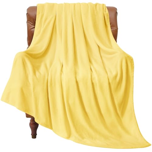 Image of BEDELITE Fleece Blanket Light Yellow Throw Blankets for Couch & Bed, Luxury Plush Cozy Fuzzy Blanket 50x60 inches, Super Soft Warm Lightweight Throw Blanket for Travel Camping