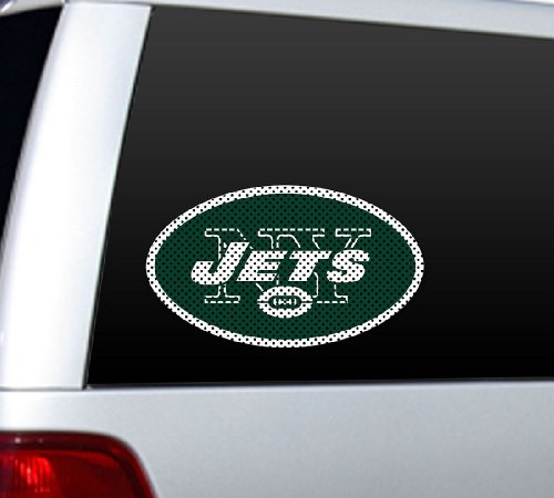 Film de fenêtre découpé New York Jets NFL contre soleil et regards